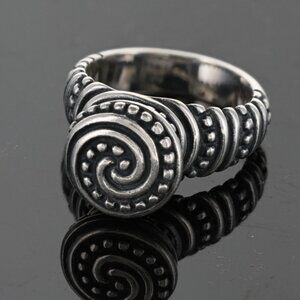 Vtg James Avery Retired Sterling Silver Tribal African Beaded Swirl Ring Size 7